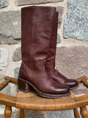 Vintage 90s Frye Campus Boot Burgundy Leather Women 7.5 B